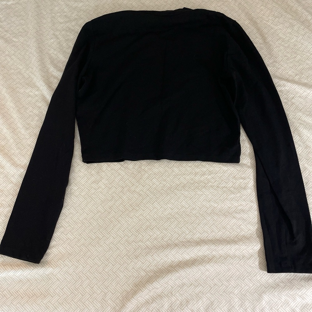 Zara Black Cropped Turtleneck Long Sleeve Top Women’s Size Medium - Picture 4 of 4